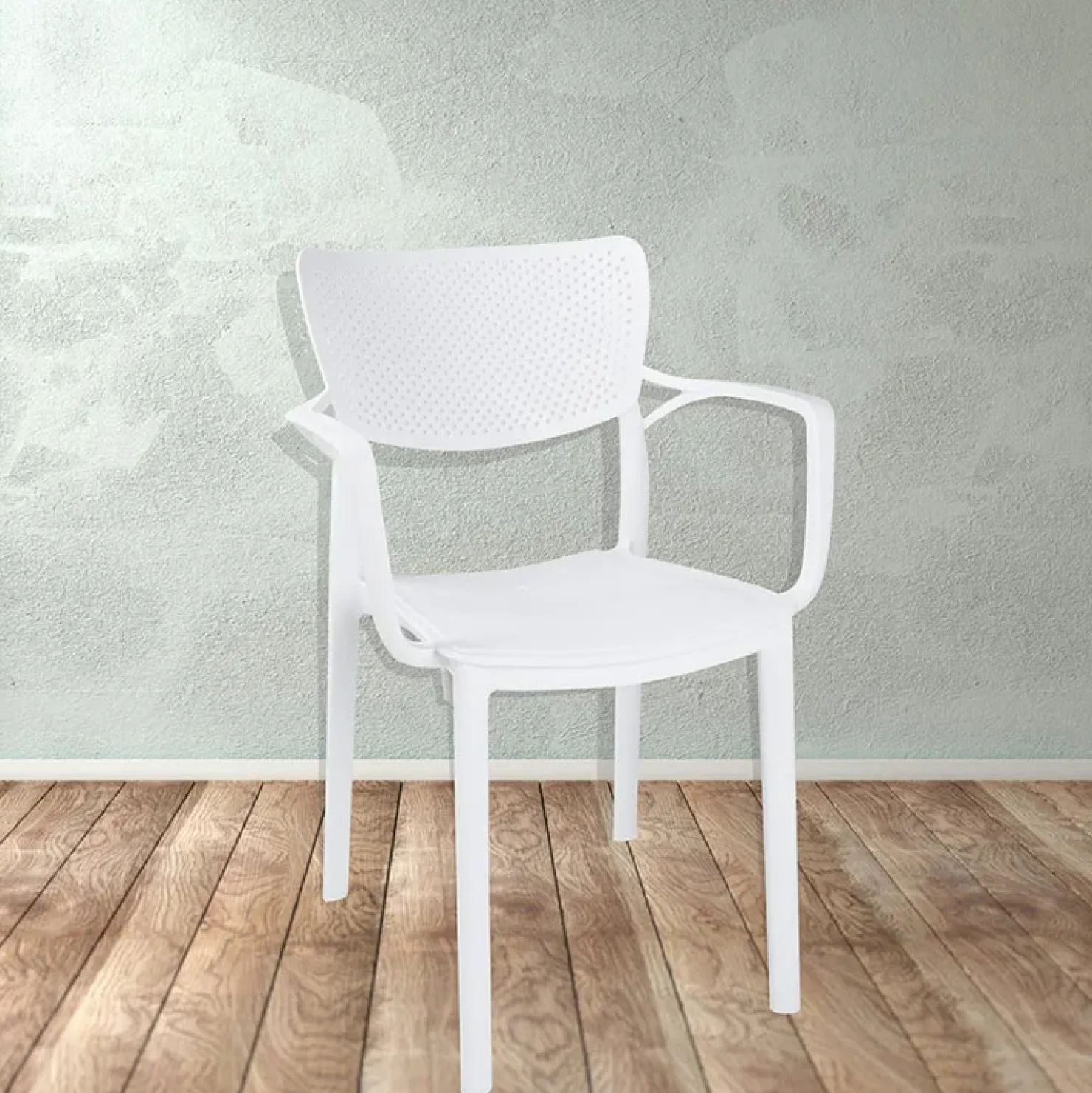 Garnero Arredamenti Sedia da soggiorno esterno bar dehors polipropilene con braccioli bianco Alba Sale