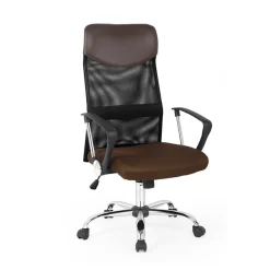 Garnero Arredamenti Sedia da ufficio con braccioli girevole in tessuto marrone Mack Marrone - Nero Discount