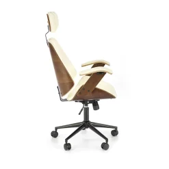 Garnero Arredamenti Sedia da ufficio con braccioli in ecopelle noce panna Ilda Noce - Bianco Best