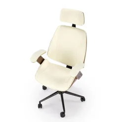 Garnero Arredamenti Sedia da ufficio con braccioli in ecopelle noce panna Ilda Noce - Bianco Best