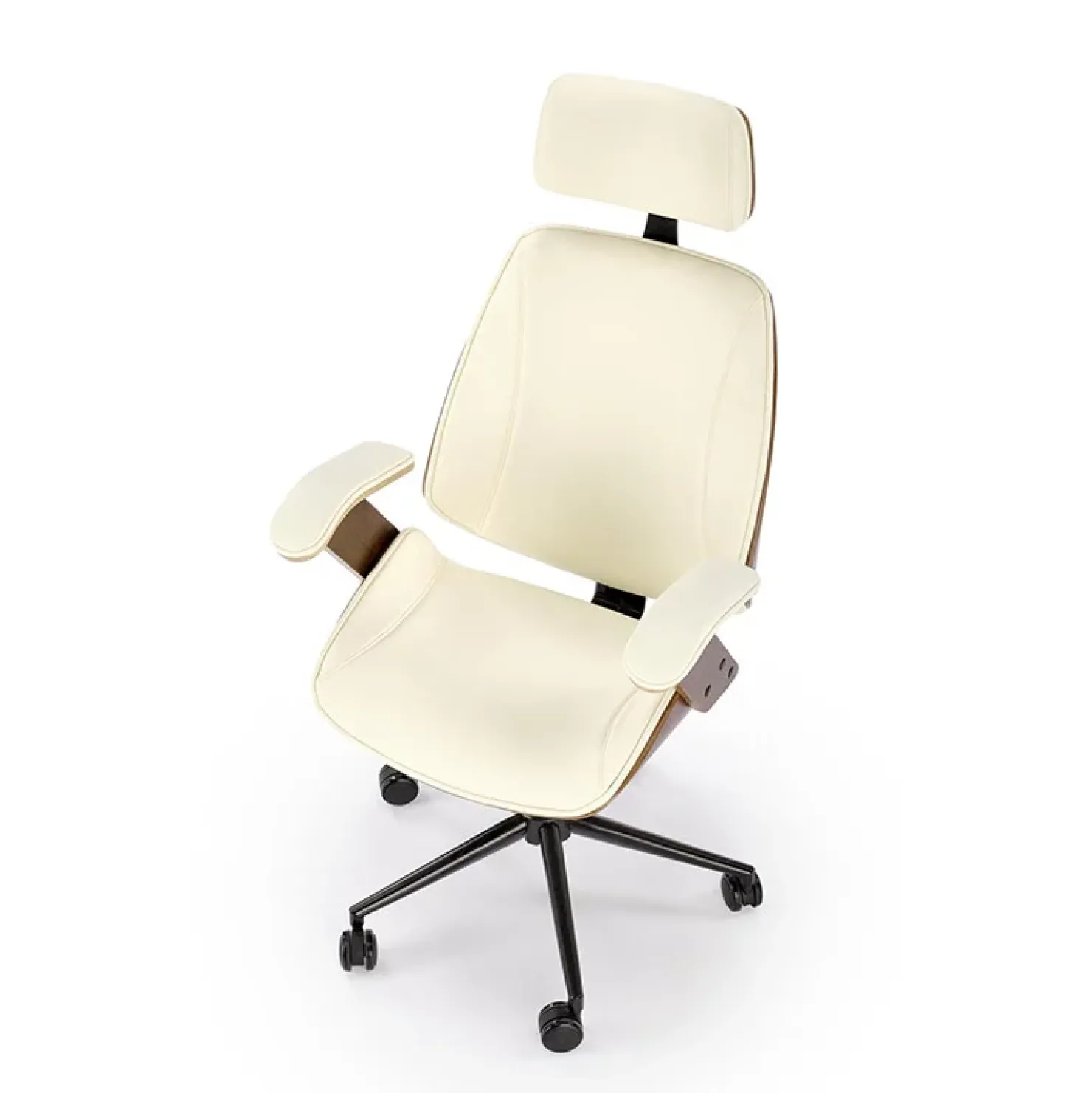Garnero Arredamenti Sedia da ufficio con braccioli in ecopelle noce panna Ilda Noce - Bianco Best
