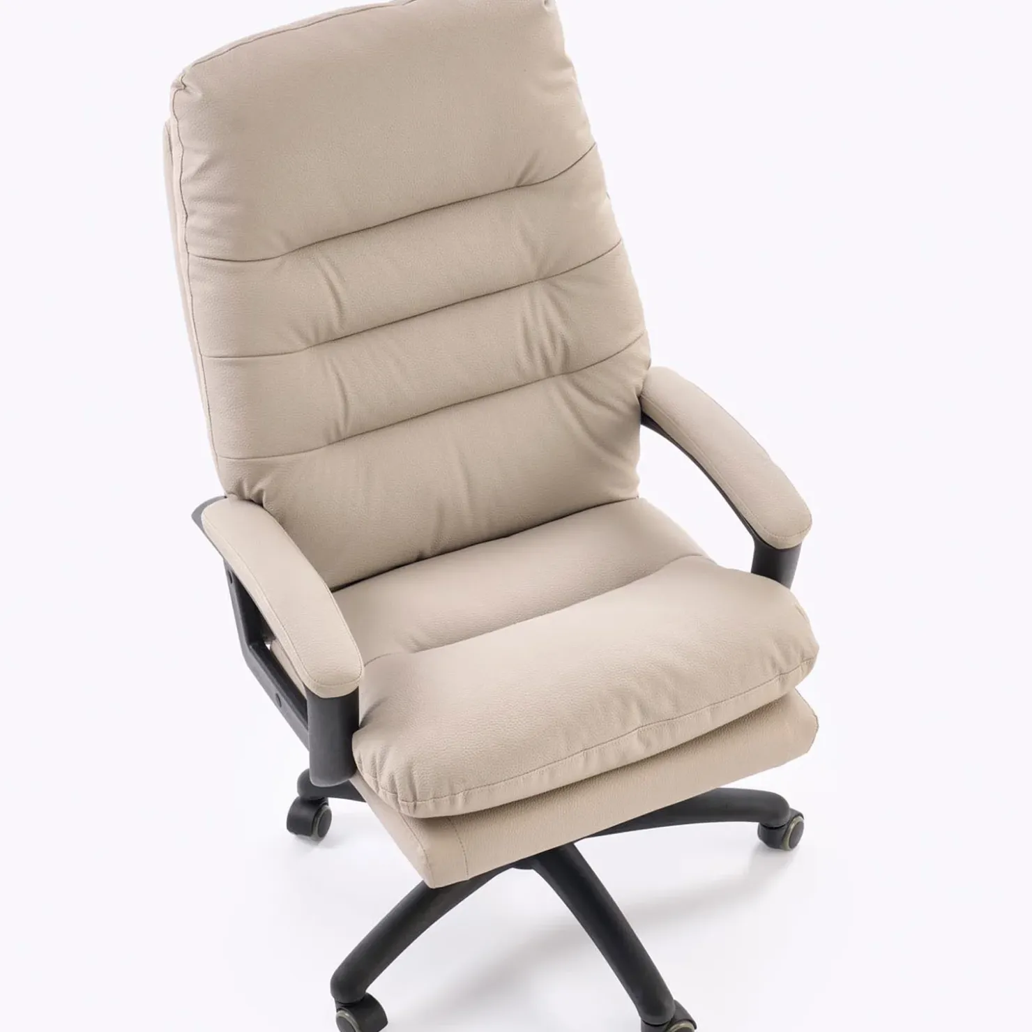 Garnero Arredamenti Sedia da ufficio con braccioli e ruote regolabile imbottita in Marilu Ecopelle Beige Online