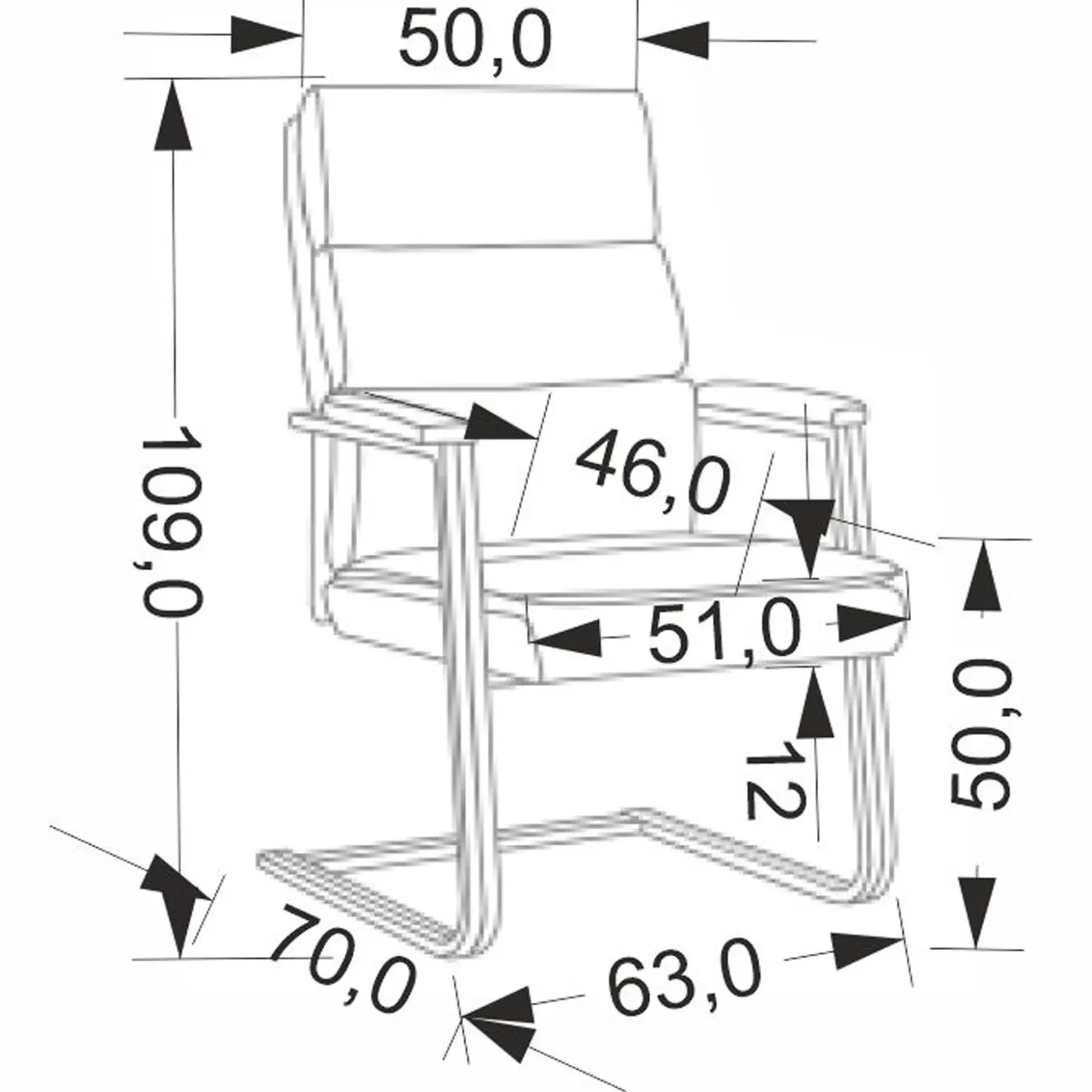 Garnero Arredamenti Sedia da ufficio con braccioli moderna in ecopelle nero Andrada Discount