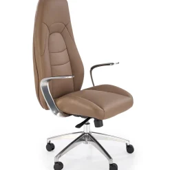 Garnero Arredamenti Sedia da ufficio con ruote e braccioli imbottita in ecopelle marrone Pisottella Clearance