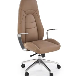 Garnero Arredamenti Sedia da ufficio con ruote e braccioli imbottita in ecopelle marrone Pisottella Clearance