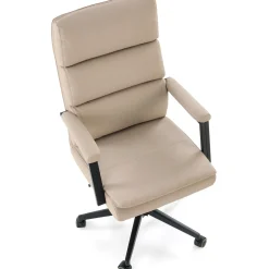 Garnero Arredamenti Sedia da ufficio con ruote e braccioli imbottita Yara Ecopelle Beige New