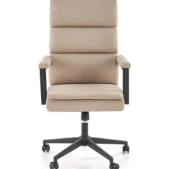 Garnero Arredamenti Sedia da ufficio con ruote e braccioli imbottita Yara Ecopelle Beige New