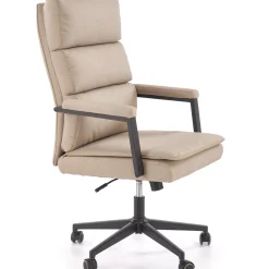 Garnero Arredamenti Sedia da ufficio con ruote e braccioli imbottita Yara Ecopelle Beige New