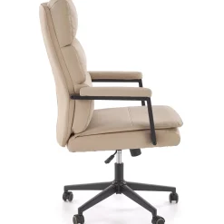 Garnero Arredamenti Sedia da ufficio con ruote e braccioli imbottita Yara Ecopelle Beige New