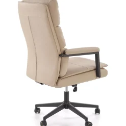 Garnero Arredamenti Sedia da ufficio con ruote e braccioli imbottita Yara Ecopelle Beige New