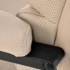 Garnero Arredamenti Sedia da ufficio con ruote e braccioli imbottita Yara Ecopelle Beige New