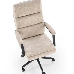 Garnero Arredamenti Sedia da ufficio con ruote e braccioli in tessuto Yara Beige New