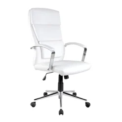 Garnero Arredamenti Sedia da ufficio design con ruote in ecopelle bianco Cascada Discount