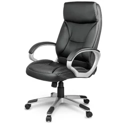 Garnero Arredamenti Sedia da ufficio ecopelle design moderno con ruote nero Workwell New