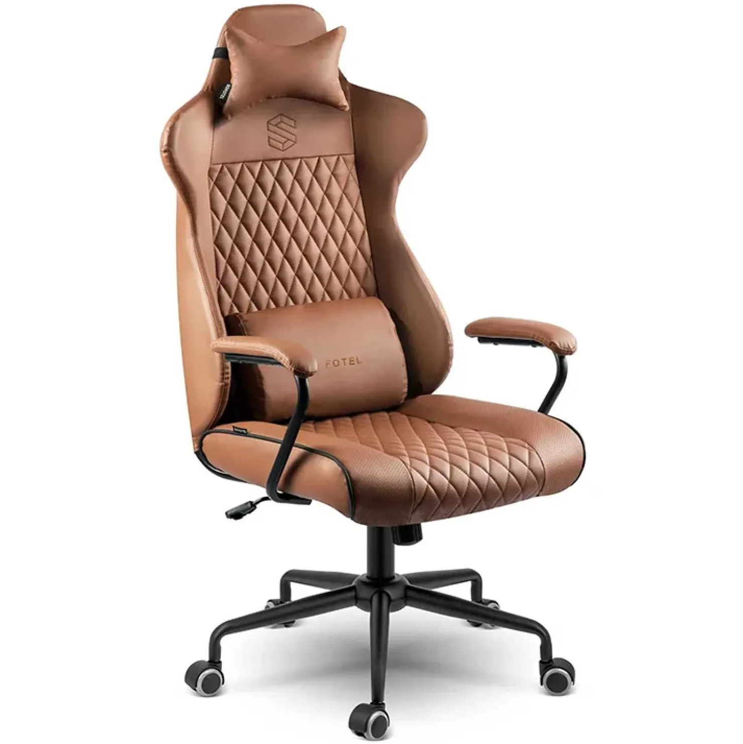 Garnero Arredamenti Sedia da ufficio ecopelle design moderno con ruote marrone Relaxpro Outlet