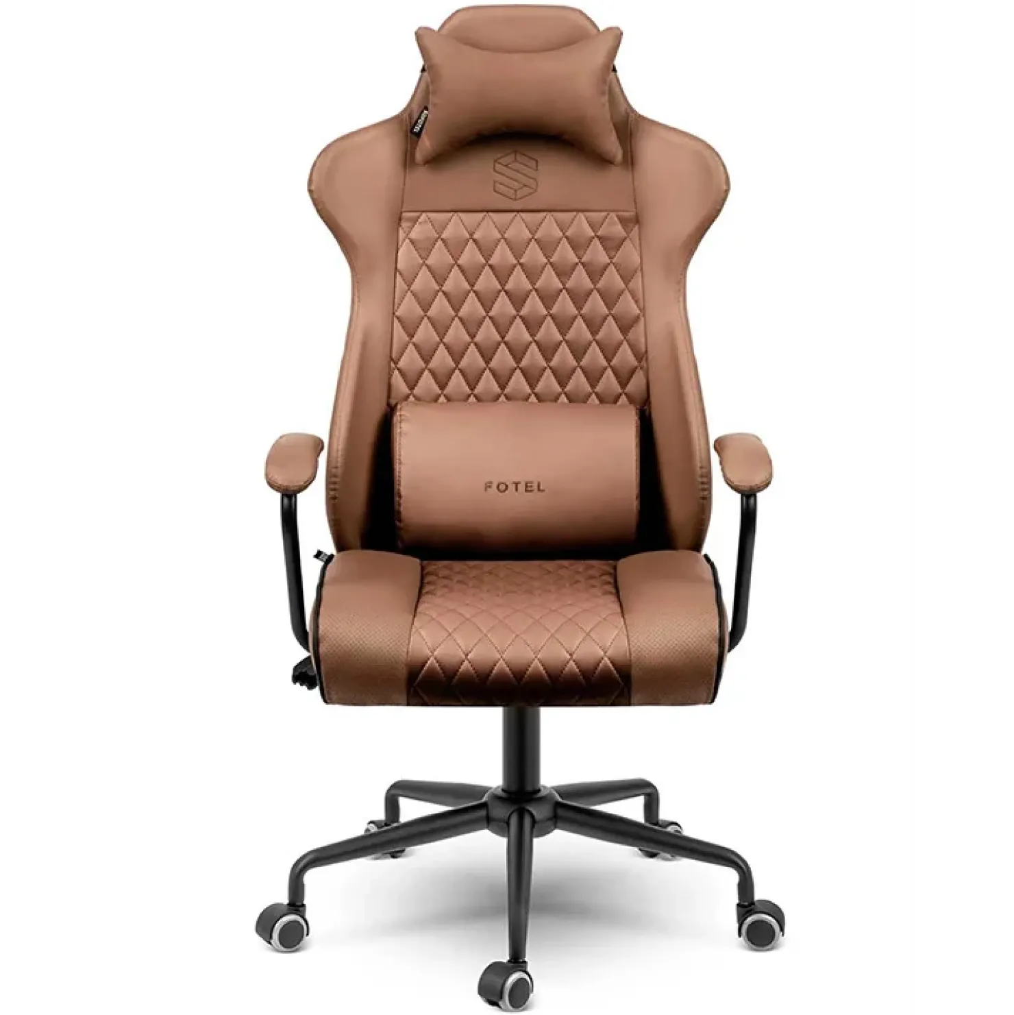 Garnero Arredamenti Sedia da ufficio ecopelle design moderno con ruote marrone Relaxpro Outlet