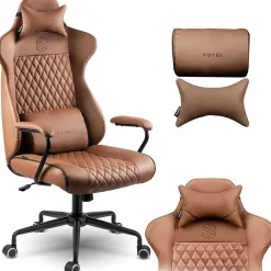 Garnero Arredamenti Sedia da ufficio ecopelle design moderno con ruote marrone Relaxpro Outlet