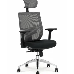 Garnero Arredamenti Sedia da ufficio ergonomica con ruote e braccioli regolabili tessuto grigio nero Speed New
