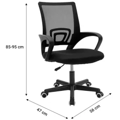 Garnero Arredamenti Sedia da ufficio imbottita in tessuto con ruote e struttura nera Mesh New