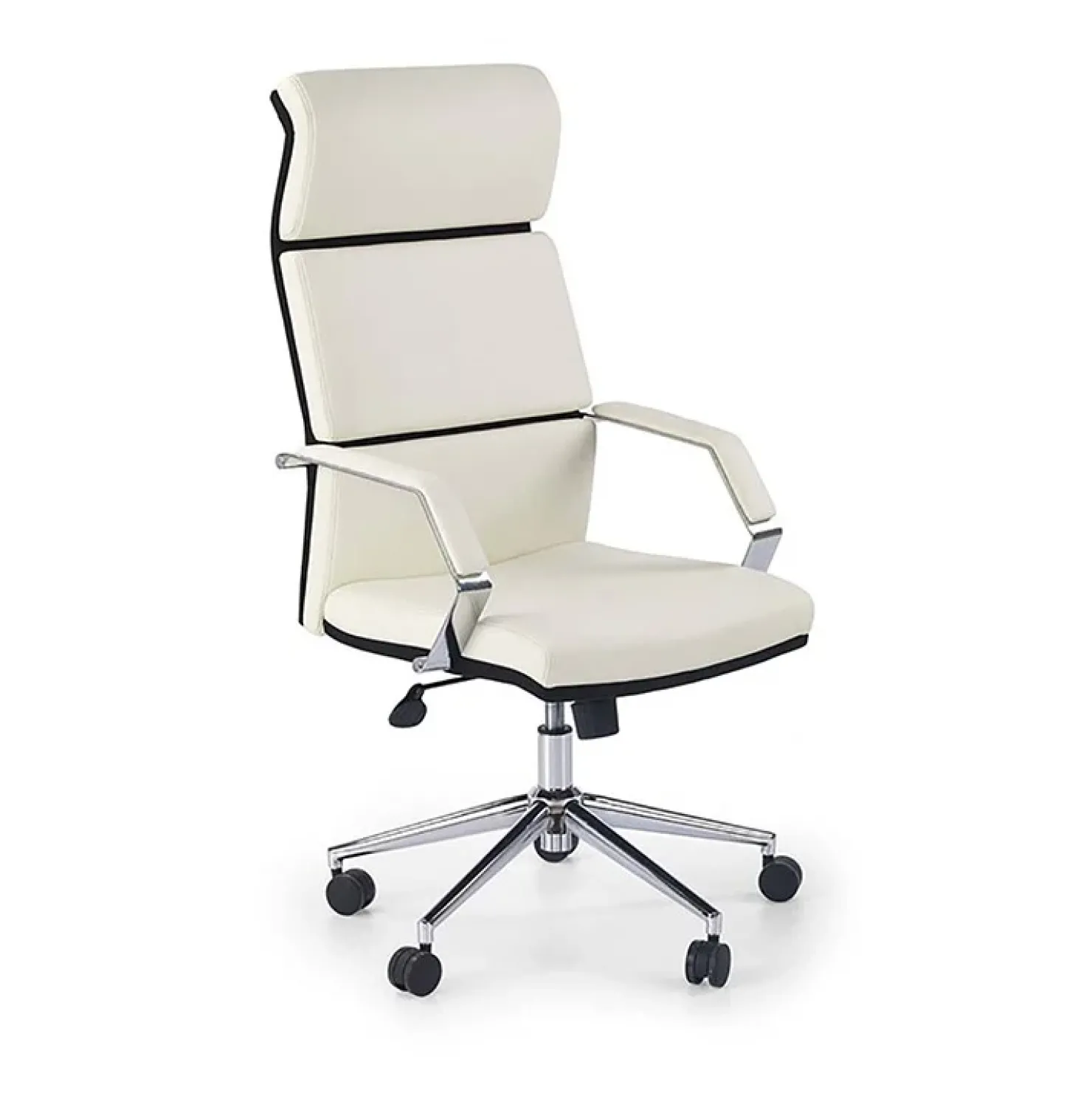 Garnero Arredamenti Sedia da ufficio presidenziale con braccioli e ruote nero bianco Delta New