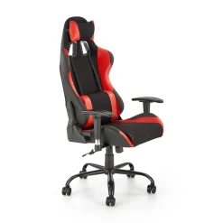 Garnero Arredamenti Sedia gaming con ruote regolabile in tessuto rosso nero Degel Hot