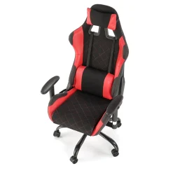 Garnero Arredamenti Sedia gaming con ruote regolabile in tessuto rosso nero Degel Hot