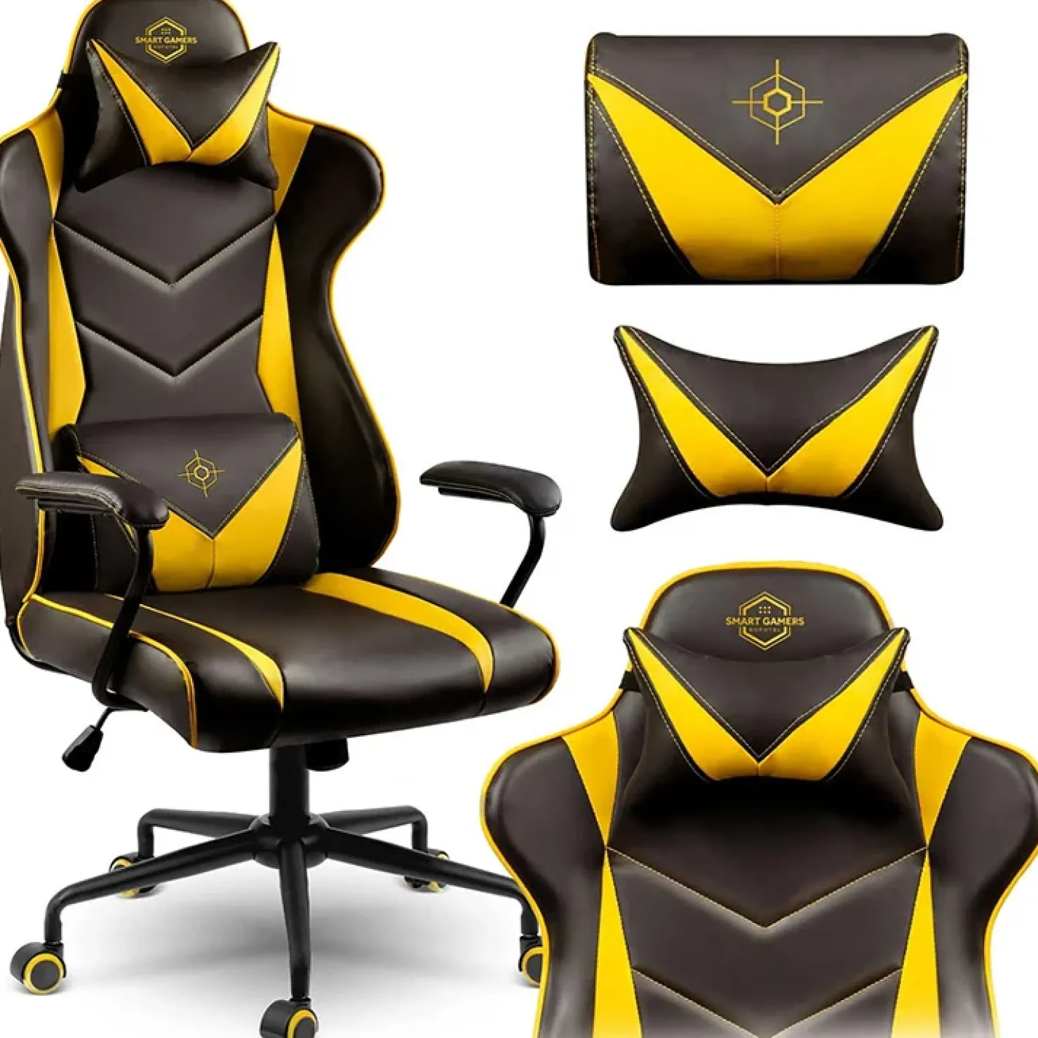 Garnero Arredamenti Sedia gaming regolabile con ruote in ecopelle nera giallo Game Nero - Giallo Best