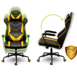 Garnero Arredamenti Sedia gaming regolabile con ruote in ecopelle nera giallo Game Nero - Giallo Best
