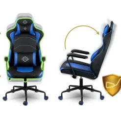 Garnero Arredamenti Sedia gaming regolabile con ruote in ecopelle nera blu Game Nero - Blu Best