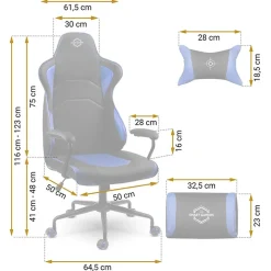 Garnero Arredamenti Sedia gaming regolabile con ruote in ecopelle nera blu Game Nero - Blu Best