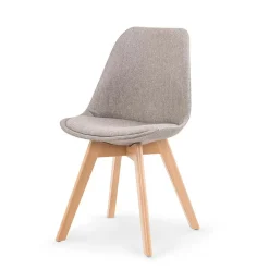 Garnero Arredamenti Sedia imbottia in tessuto con gambe in legno grigio chiaro rovere Colette Rovere - Grigio Discount