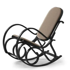 Garnero Arredamenti Sedia imbottita a dondolo in tessuto beige legno wengè Hacchan Nero - Beige Sale