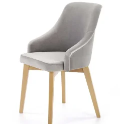 Garnero Arredamenti Sedia imbottita in tessuto grigio chiaro rovere miele Belen Discount