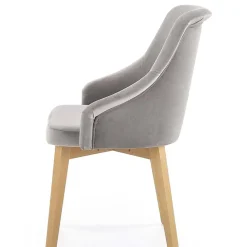 Garnero Arredamenti Sedia imbottita in tessuto grigio chiaro rovere miele Belen Discount