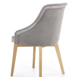 Garnero Arredamenti Sedia imbottita in tessuto grigio chiaro rovere miele Belen Discount