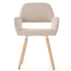 Garnero Arredamenti Sedia imbottita in tessuto beige con gambe in legno rovere Irina