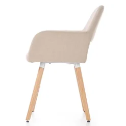 Garnero Arredamenti Sedia imbottita in tessuto beige con gambe in legno rovere Irina