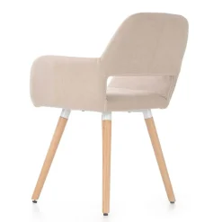 Garnero Arredamenti Sedia imbottita in tessuto beige con gambe in legno rovere Irina