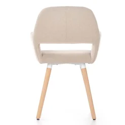 Garnero Arredamenti Sedia imbottita in tessuto beige con gambe in legno rovere Irina