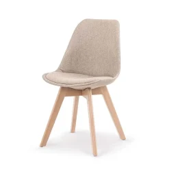 Garnero Arredamenti Sedia imbottita in tessuto con gambe in legno beige rovere Colette Rovere - Beige Best