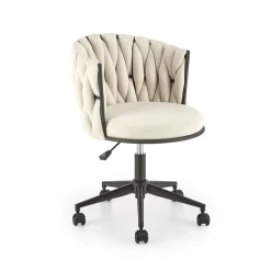 Garnero Arredamenti Sedia moderna con ruote regolabile in tessuto chiaro nero Monie Beige Best