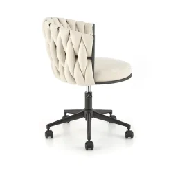 Garnero Arredamenti Sedia moderna con ruote regolabile in tessuto chiaro nero Monie Beige Best