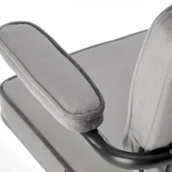 Garnero Arredamenti Sedia moderna girevole con braccioli in tessuto grigio Fuego New