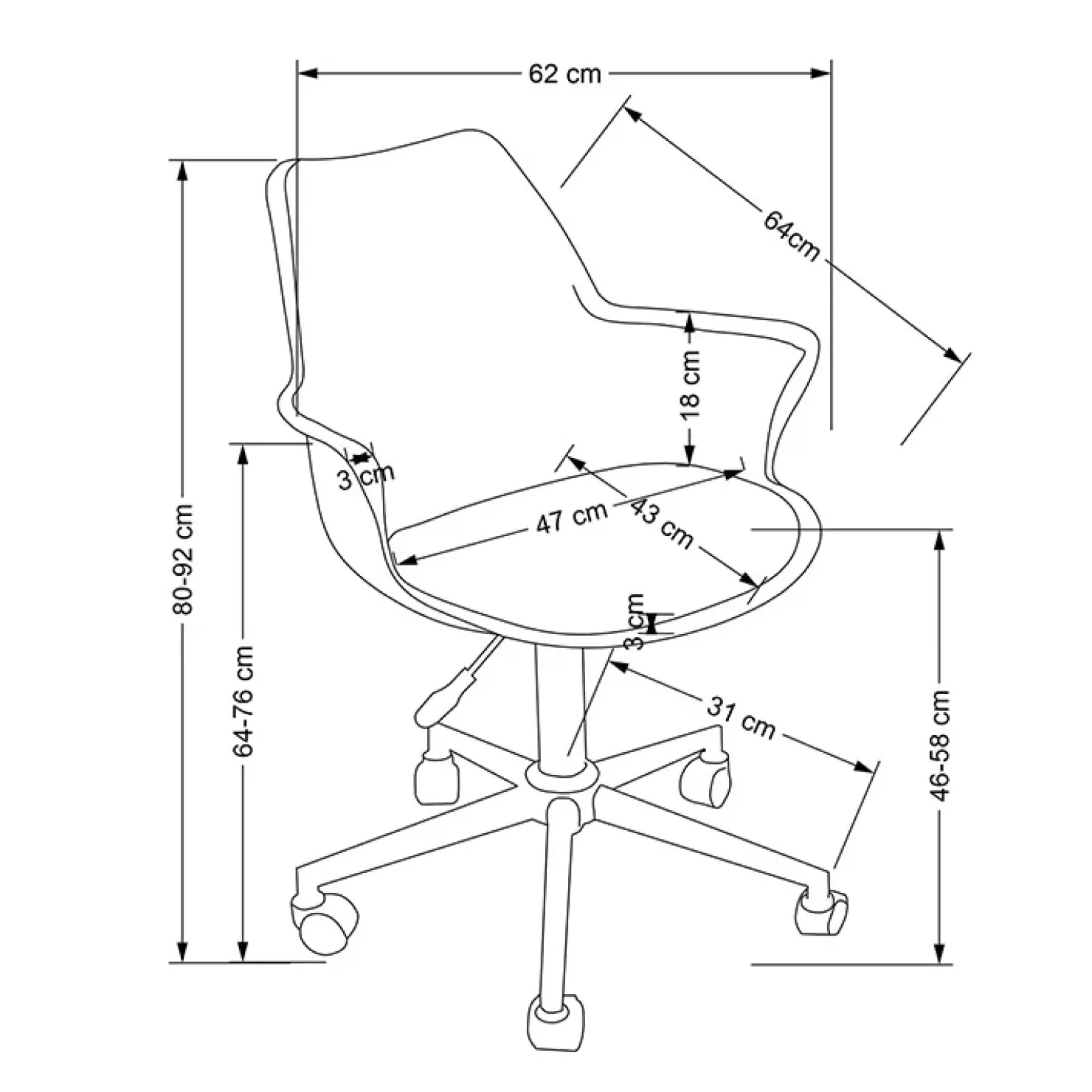 Garnero Arredamenti Sedia per scrivania ragazzi girevole in ecopelle Platone Rosa Outlet