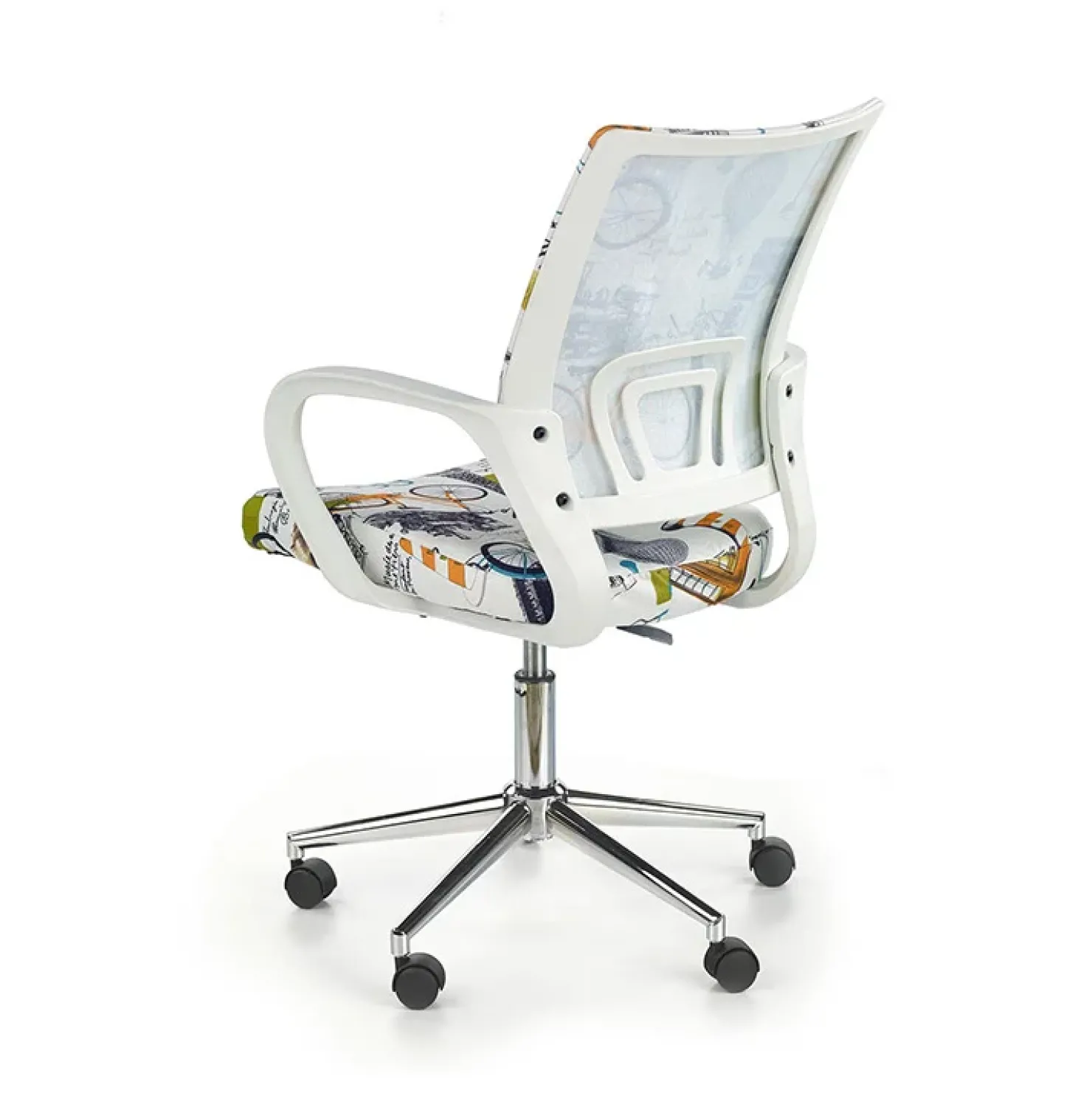 Garnero Arredamenti Sedia per scrivania ragazzi in ecopelle bianca con grafica Parigi