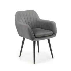 Garnero Arredamenti Sedia sala da pranzo con braccioli in tessuto velluto scuro Slash Grigio Hot