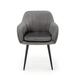 Garnero Arredamenti Sedia sala da pranzo con braccioli in tessuto velluto scuro Slash Grigio Hot