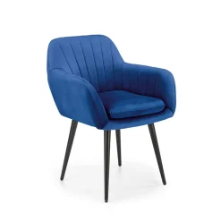 Garnero Arredamenti Sedia sala da pranzo con braccioli in tessuto velluto blu Slash Blu - Blu