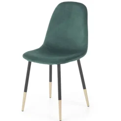 Garnero Arredamenti Sedia sala da pranzo imbottita in velluto acciaio oro nero Nubia Verde Hot