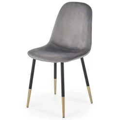 Garnero Arredamenti Sedia sala da pranzo imbottita in velluto acciaio nero oro Nubia Grigio Outlet